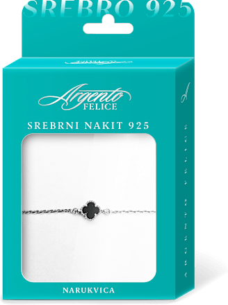 Srebrna narukvica - crna detelina Argento FELICE