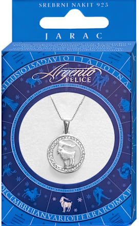 O7 srebrna ogrlica - privezak horoskopski znak - jarac Argento FELICE