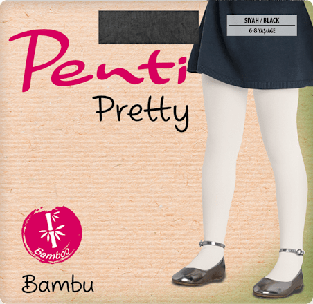 Детски чорапогащник Pretty Bambu, черен цвят, размер 3 ( 6-8 години) Penti