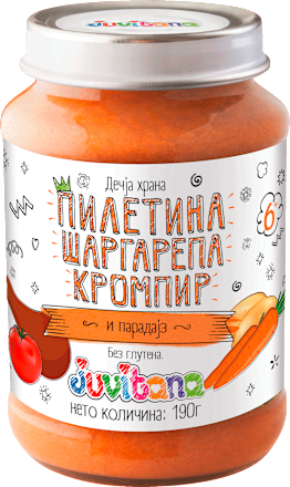 Dečija kašica - piletina, šargarepa, krompir i paradajz, od 6. meseca juvitana