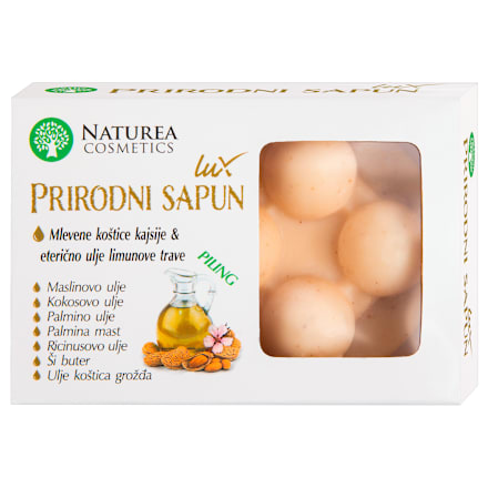 Lux PRIRODNI sapun masažer, mlevene koštice kajsije i eterično ulje limunove trave NATUREA COSMETICS