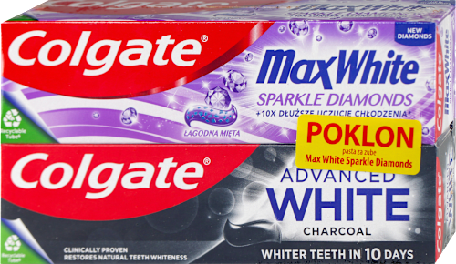 Advanced White Charcoal pasta za zube + Max white diamonds pasta za zube  Colgate