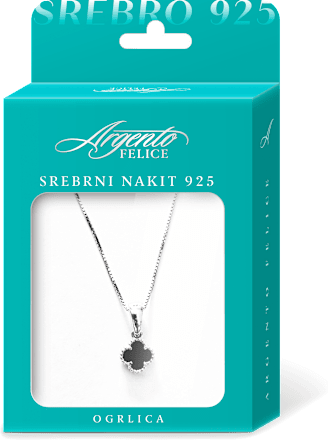 Srebrna ogrlica - crna detelina Argento FELICE