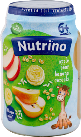 Pire od voća, jabuka, kruška, banana sa žitaricama. od 6. meseca Nutrino