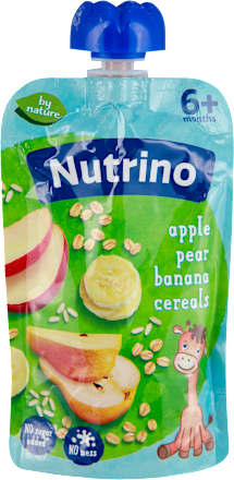 Voćni kaša jabuke, kruške i banana sa žitaricama, od 6. meseca Nutrino