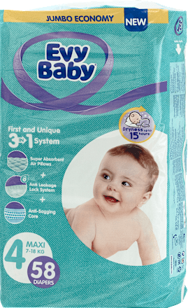 Pelene za bebe JUMBO - MAXI veličina 4 (7-18kg) Evy Baby