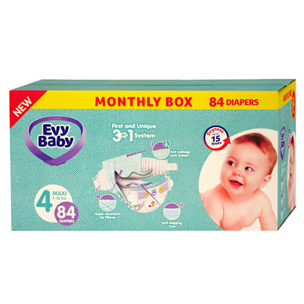BOX MAXI pelene, veličina 4, 7-18kg Evy Baby