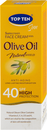 Sun Olive Oil krema za lice za zaštitu od sunca, SPF40 TOP TEN
