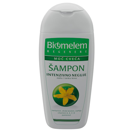 REGENERE MOĆ CVEĆA šampon intenzivno neguje slabu i tanku kosu Biomelem