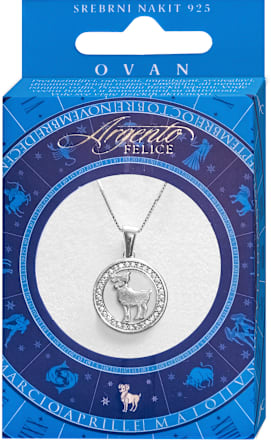 O7 srebrna ogrlica - privezak horoskopski znak ovan Argento FELICE