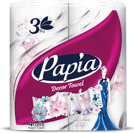 Кухненска ролка Decor Towel, 3-пластова Papia