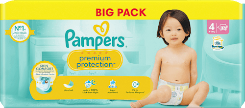 Windeln Premium Protection Gr.4 Maxi (9-14kg), Big Pack Pampers