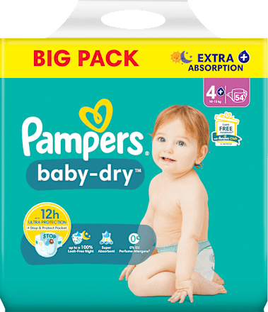 Windeln Baby Dry Gr.4+ Maxi Plus (10-15kg), Big Pack Pampers