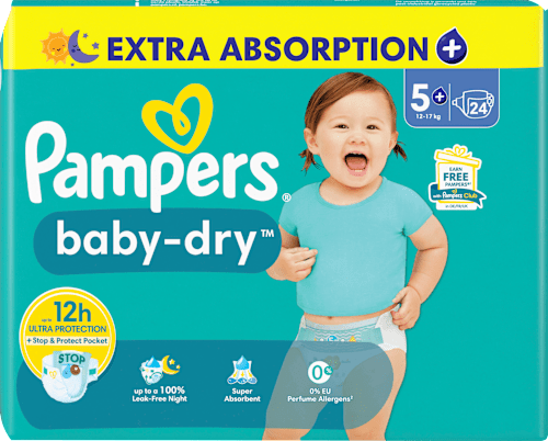 Windeln Baby Dry Gr. 5+ Junior Plus (12-17 kg) Pampers