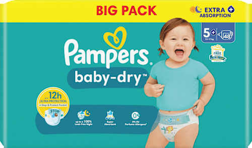 Windeln Baby Dry Gr.5+ Junior Plus (12-17kg), Big Pack Pampers