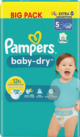 Windeln Baby Dry Gr.5+ Junior Plus (12-17kg), Big Pack Pampers