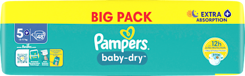 Windeln Baby Dry Gr.5+ Junior Plus (12-17kg), Big Pack Pampers