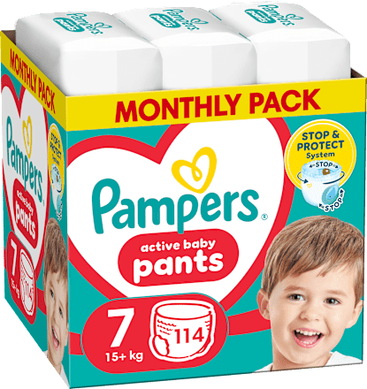 Plienkové nohavičky veľkosť 7 (15 kg+) Monthly Box Pampers active baby