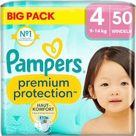 Windeln Premium Protection Gr.4 Maxi (9-14kg), Big Pack Pampers