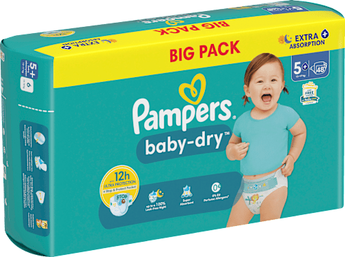 Windeln Baby Dry Gr.5+ Junior Plus (12-17kg), Big Pack Pampers