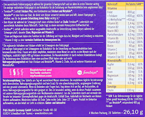 Tabletten Frühschwangerschaft 1 Femibion