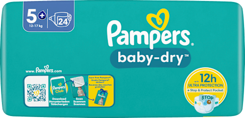 Windeln Baby Dry Gr. 5+ Junior Plus (12-17 kg) Pampers