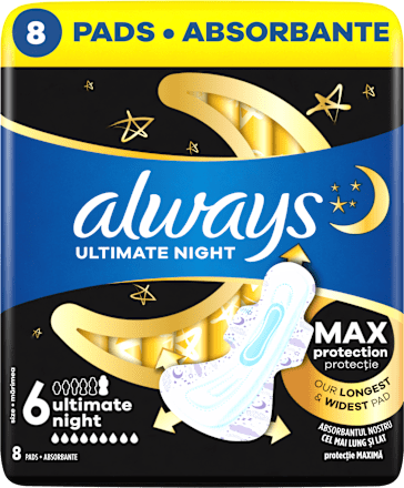 Absorbante cu aripioare Ultimate Night, mărimea 6 always