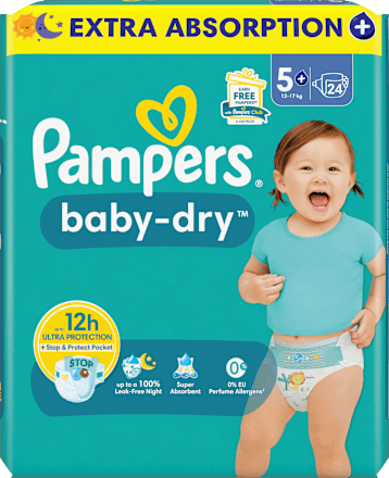 Windeln Baby Dry Gr. 5+ Junior Plus (12-17 kg) Pampers