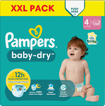 Windeln Baby Dry Gr.4 Maxi (9-14 kg), XXL-Pack Pampers