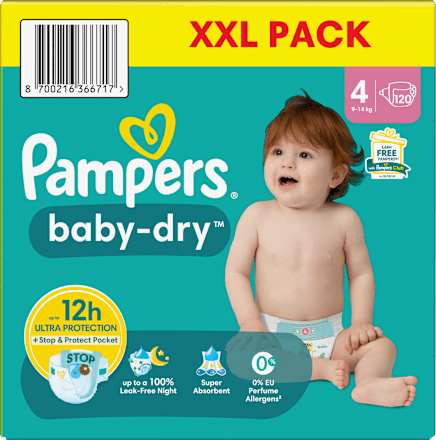 Windeln Baby Dry Gr. 4 Maxi (9-14 kg) XXL-Pack Pampers baby-dry