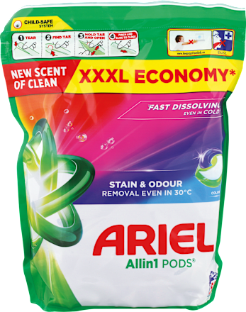 Pracie kapsuly na farebnú bielizeň Stain & Odour Allin1 Pods Ariel