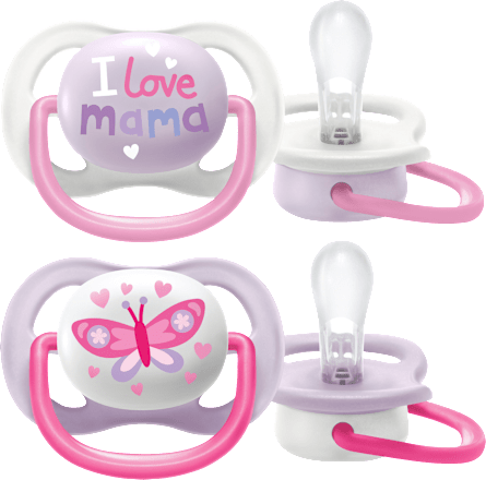 Schnuller ultra air happy Silikon, rosa/lila, 0-6 Monate PHILIPS AVENT