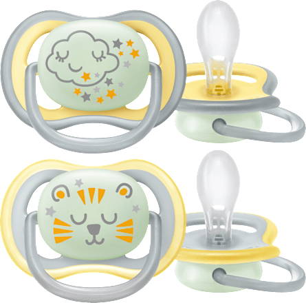 Schnuller ultra air Nighttime Silikon, gelb/grau,  ab 18 Monaten PHILIPS AVENT