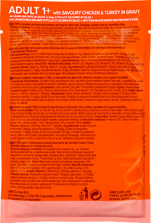 Nassfutter für Katzen, Delights, Huhn & Pute in Sauce  IAMS