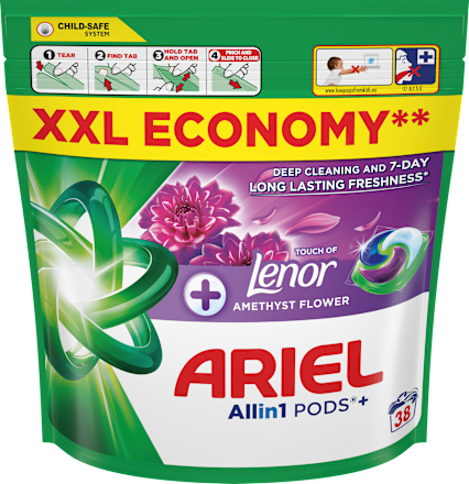 Kapsule za pranje barvnega perila Touch of Lenor Amethyst Flower ARIEL