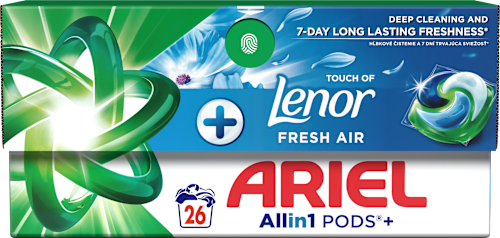 Kapsule za pranje barvnega perila Touch of Lenor Fresh Air ARIEL