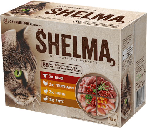Nassfutter Katze Fleisch Multipack (12x85 g) Shelma