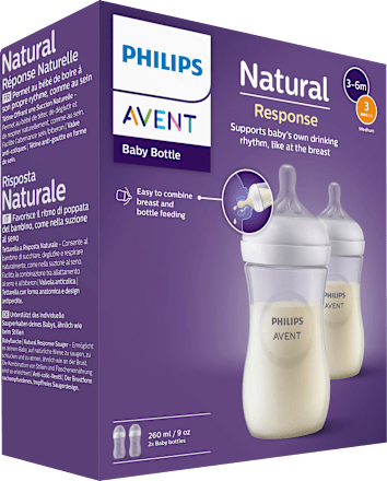 Babyflasche Natural Response weiß, ab dem 3. Monat, Doppelpack, 260ml  PHILIPS AVENT