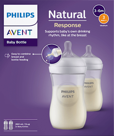 Babyflasche Natural Response weiß, ab dem 3. Monat, Doppelpack, 260ml  PHILIPS AVENT