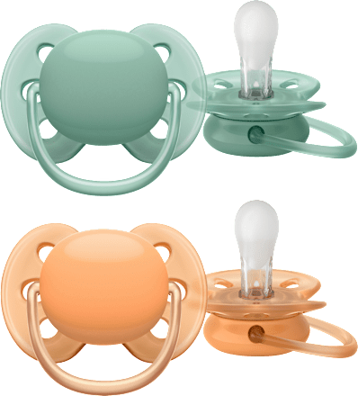 Schnuller ultra soft Silikon, apricot/grün, 0-6 Monate PHILIPS AVENT