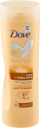 body love samoopalovací tělové mléko Love Care & Visible Glow Dove