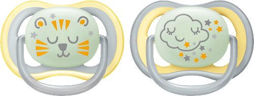 Schnuller ultra air Nighttime Silikon, gelb/grau,  ab 18 Monaten PHILIPS AVENT