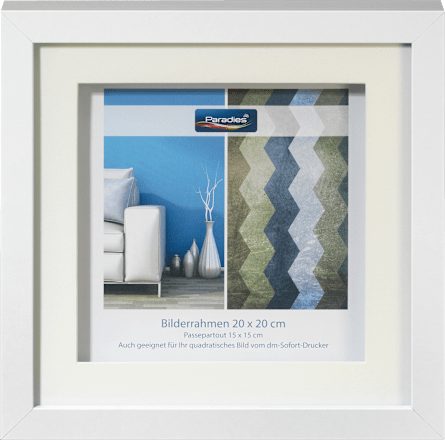 Bilderrahmen quadratisch 20x20cm, weiß              Paradies