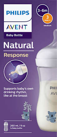 Babyflasche Natural Response weiß/Koala, ab dem 3. Monat, 260ml PHILIPS AVENT