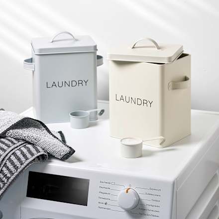 Waschmittel-Box aus Metall mit Dosierlöffel, grau, (16x24x26cm)  keine Marke