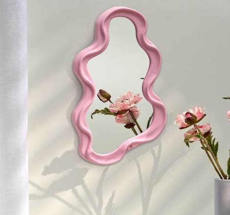 Spiegel gewellt, rosa (26x41x3 cm) Dekorieren & Einrichten