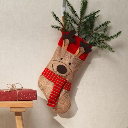 Nikolausstrumpf mit Rentier, Jute Dekorieren & Einrichten