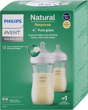 Sklenená dojčenská fľaša Natural Response, 240 ml - 1m+ PHILIPS AVENT