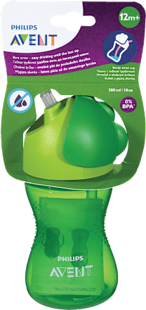 Lonček z gibljivo slamico - zelen, 12 m +, 300 ml PHILIPS AVENT
