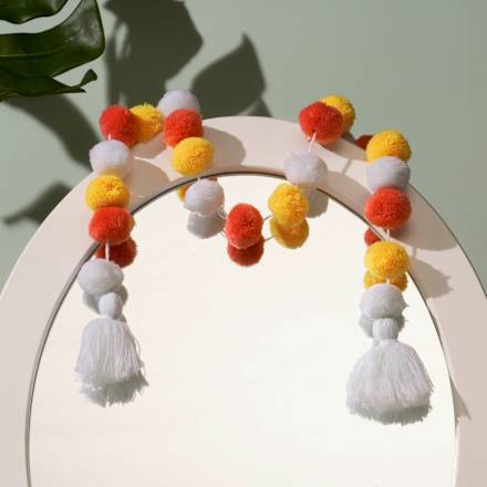 Pompom-Girlande rot/weiß/gelb (80 cm) keine Marke